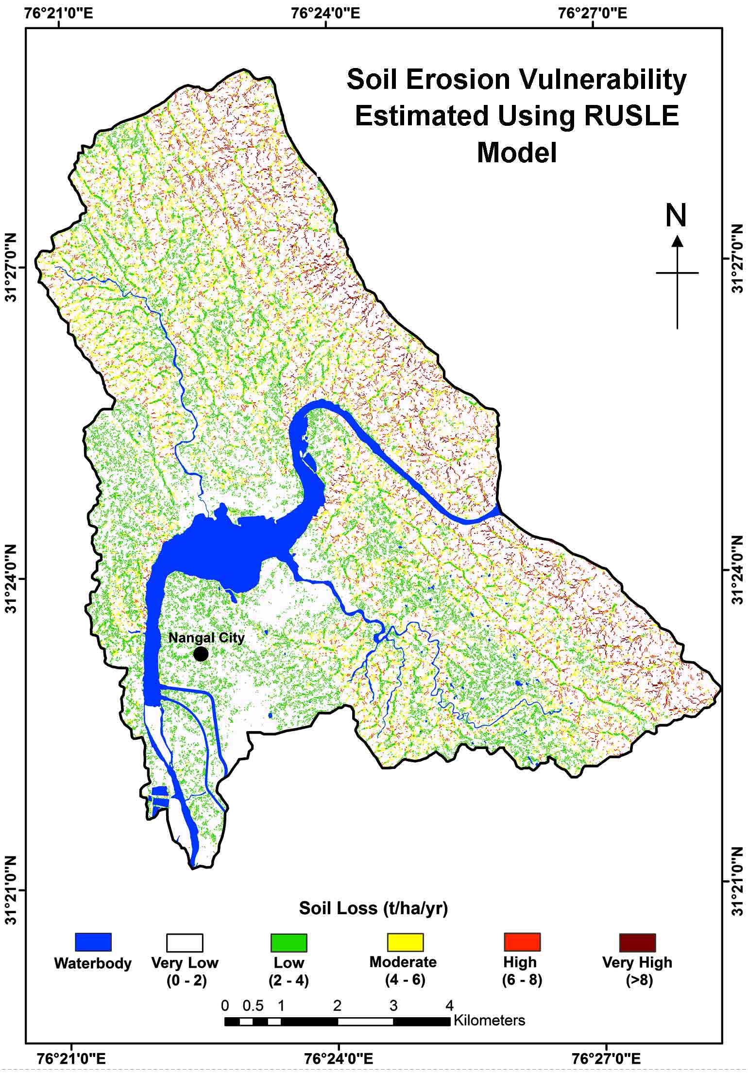 Modeling Soil Erosion Vulnerability Using RUSLE: A Case Study Upstream of Nangal Reservoir, India